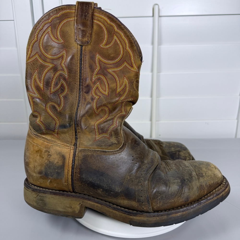 Double-H DH3567 Mens 9.5 2E Steel Toe Western Work Boots Brown Leather USA Made - Picture 2 of 16